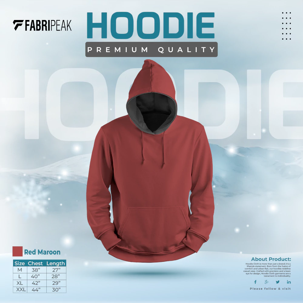 Solid Red Maroon Fabripeak Premium Hoodie